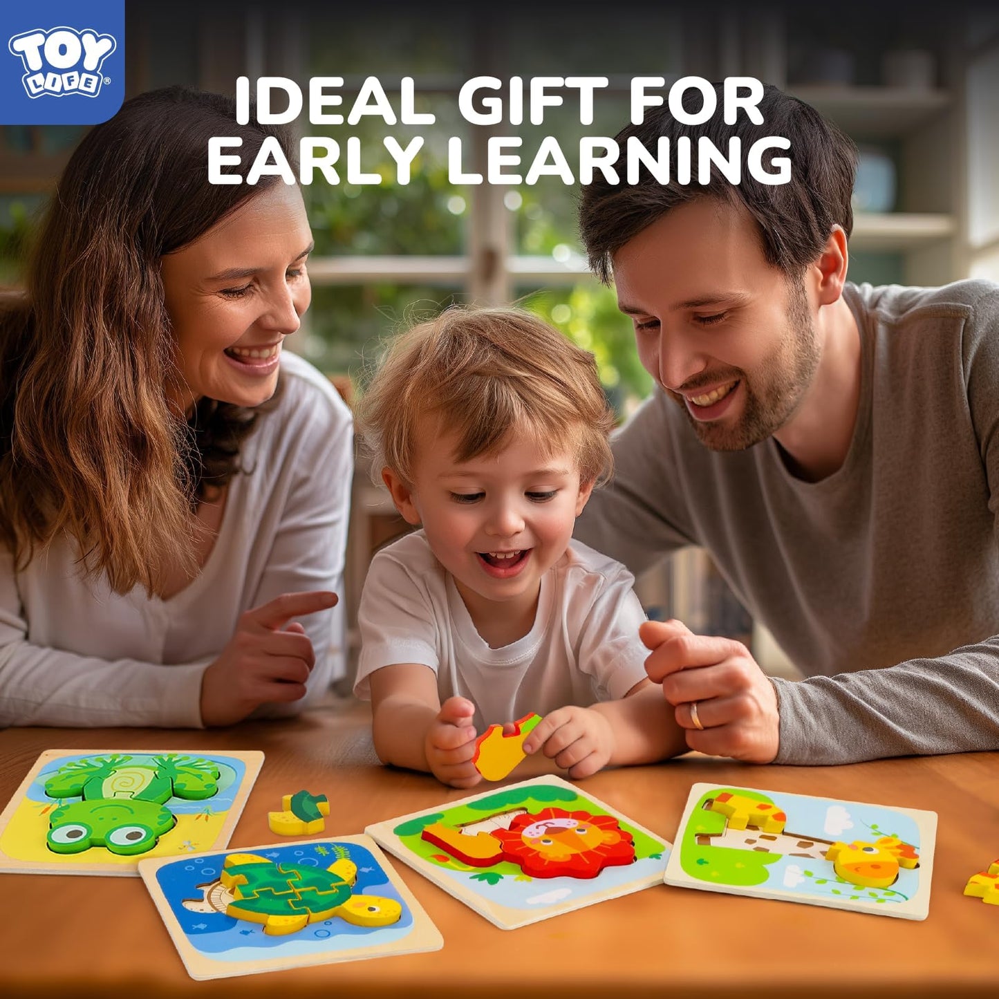 TOY Life Wooden Puzzles for Toddlers 2-4 – Montessori Animal Jigsaw Educational Learning Toy for Boys & Girls, Best Gift for Ages 1-3
