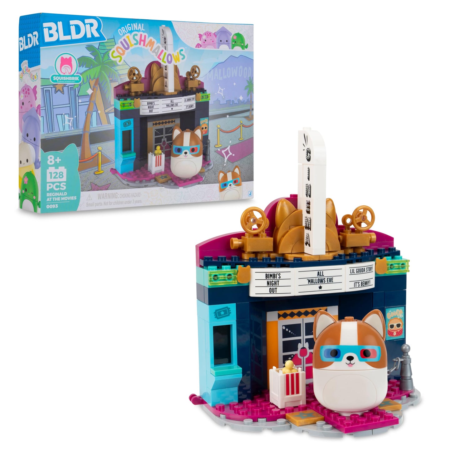 BLDR Squishmallows Reginald at The Movies Building Set - Reginald The Corgi Buildable Figure - Squishmallows Fans 8+, 0093