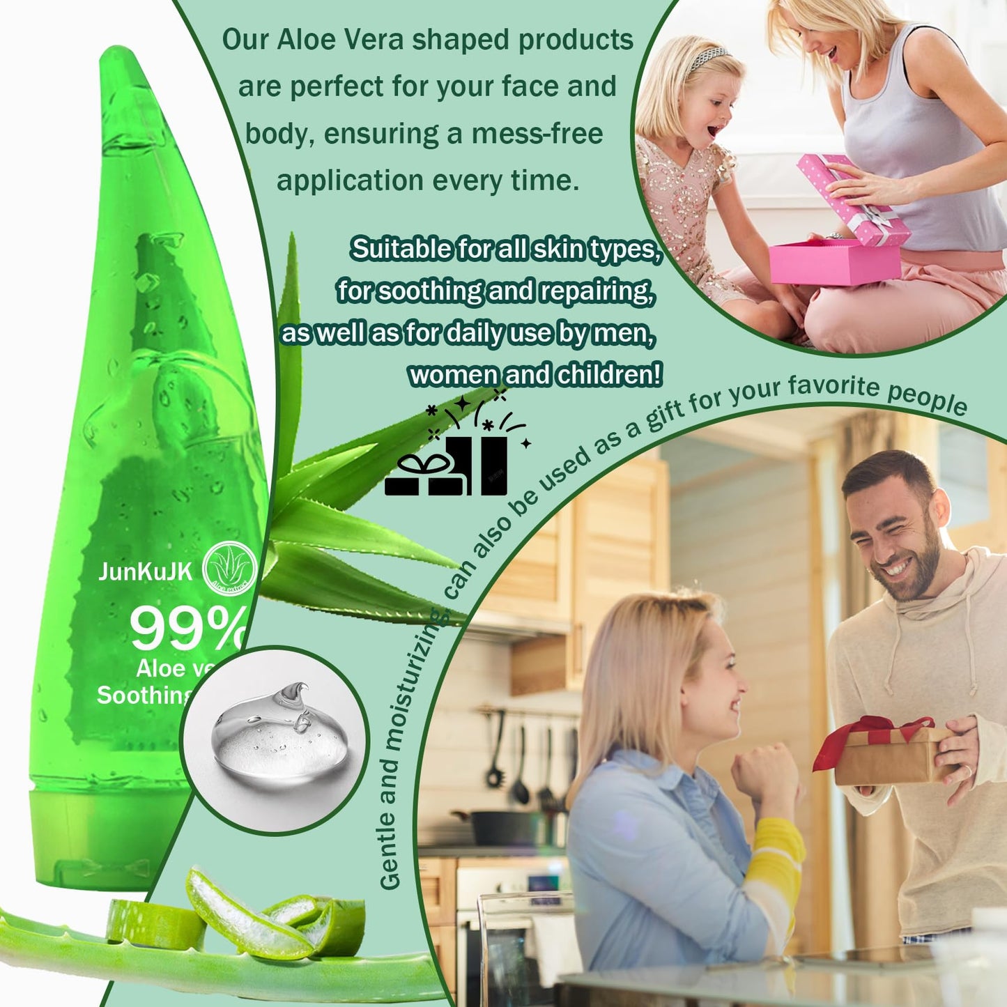 JunKuJK 99% Purity Aloe Vera Gel,260ml - Hydrating Aloe Vera Gel for Face and Skin,No Sticky Moisturizing Aloe Gel A