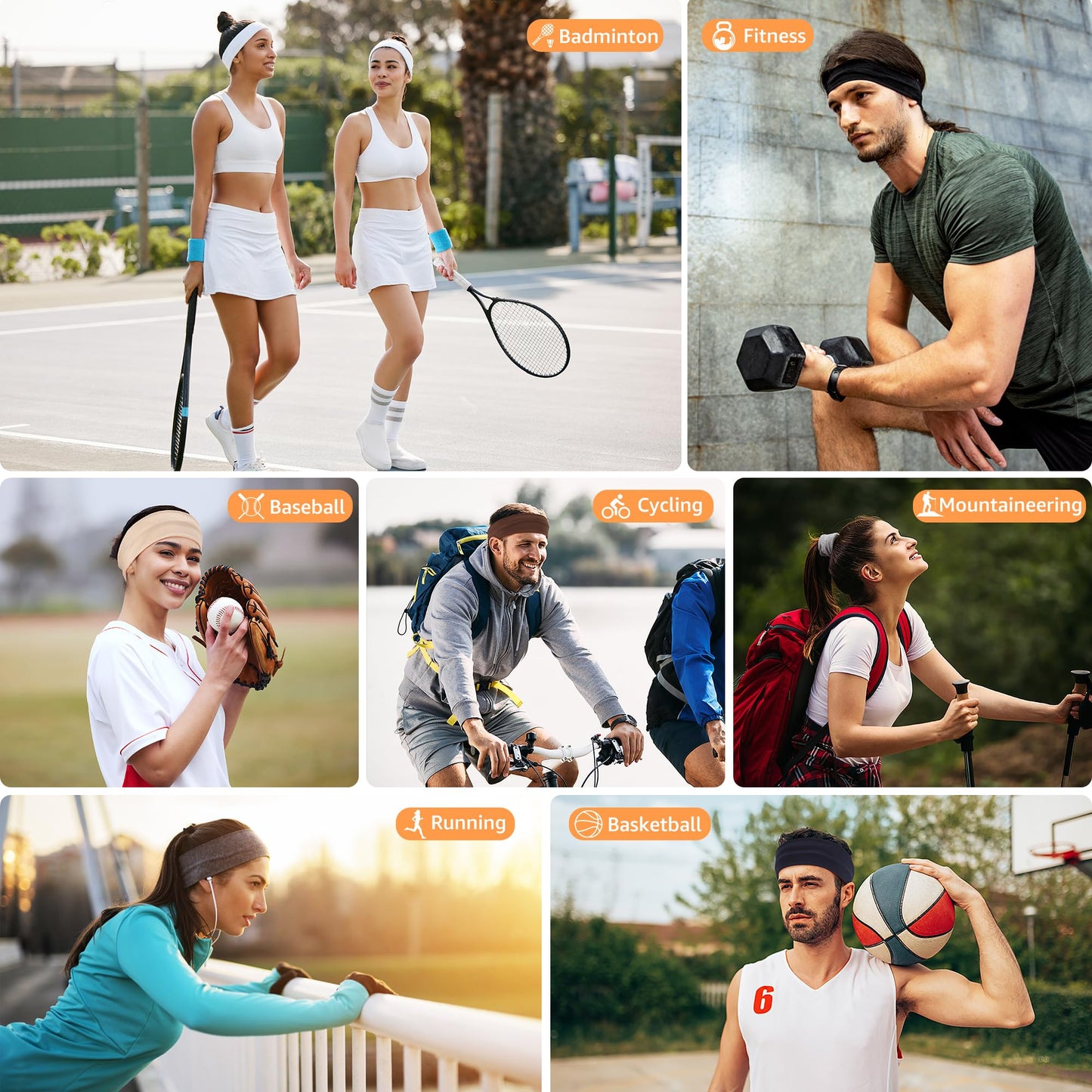 DiyJibb Women’s Headbands – 7 Pack Stretchy Non-Slip Cotton Hair Bands for Yoga, Running, Sports & Workouts – Soft & Comfortable