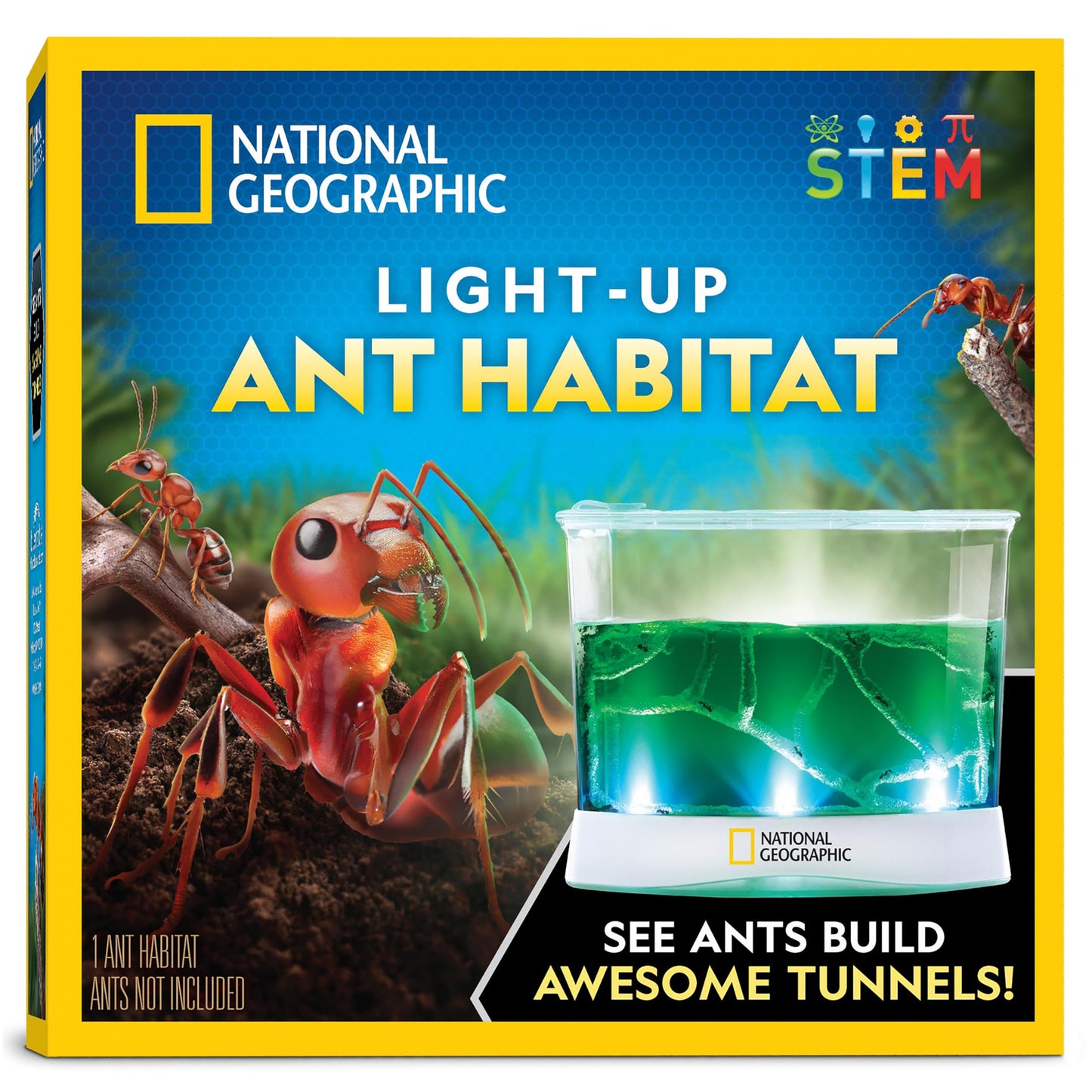 National Geographic Ant Habitat Kit for Kids – Light-Up Terrarium with Magnifiers, Tunnels & Activities, Ant Colony Explorer
