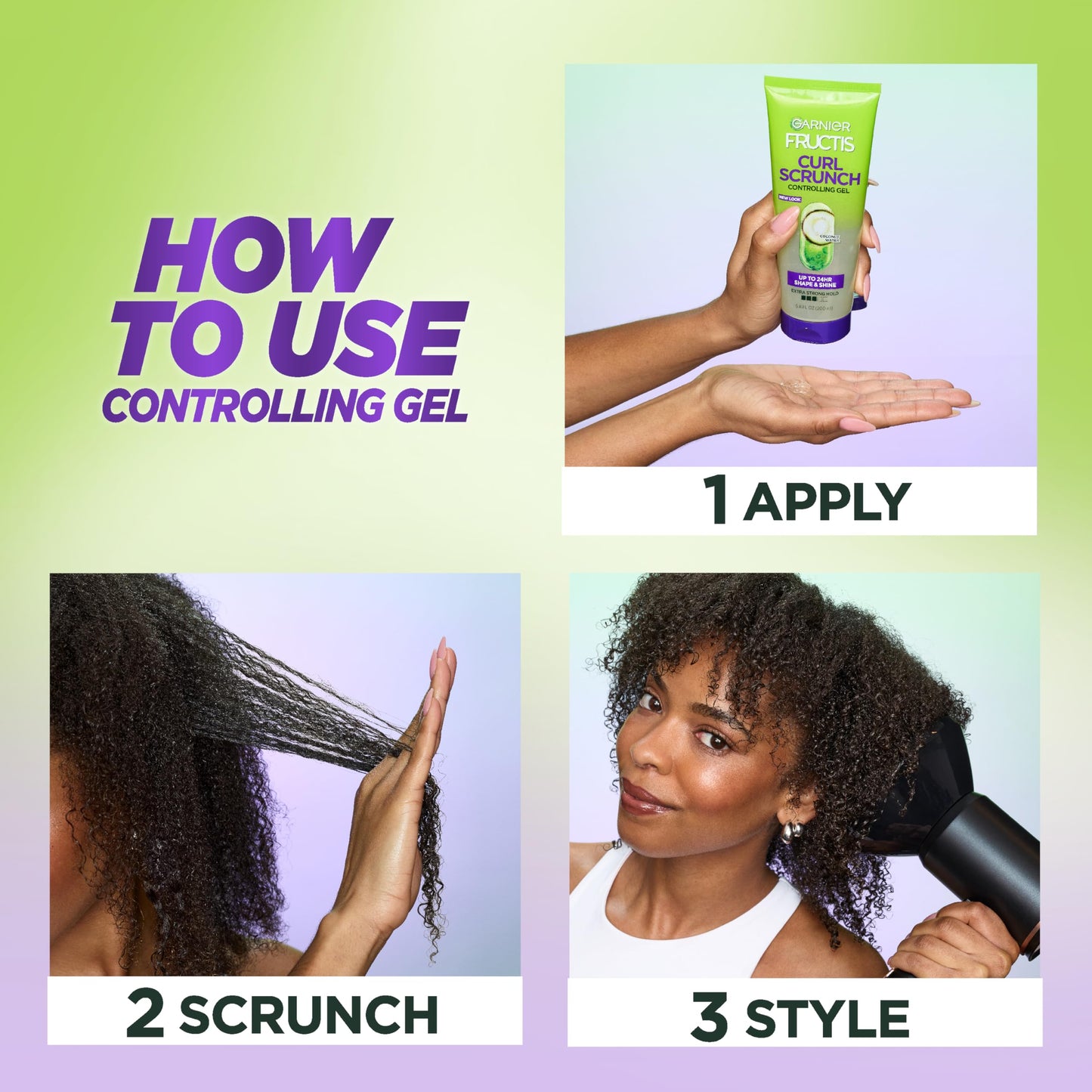 Garnier Fructis Style Curl Sculpt Conditioning Cream Gel for Bounce & Moisture, 5.1 Fl Oz, 1 Count (Packaging May Vary)