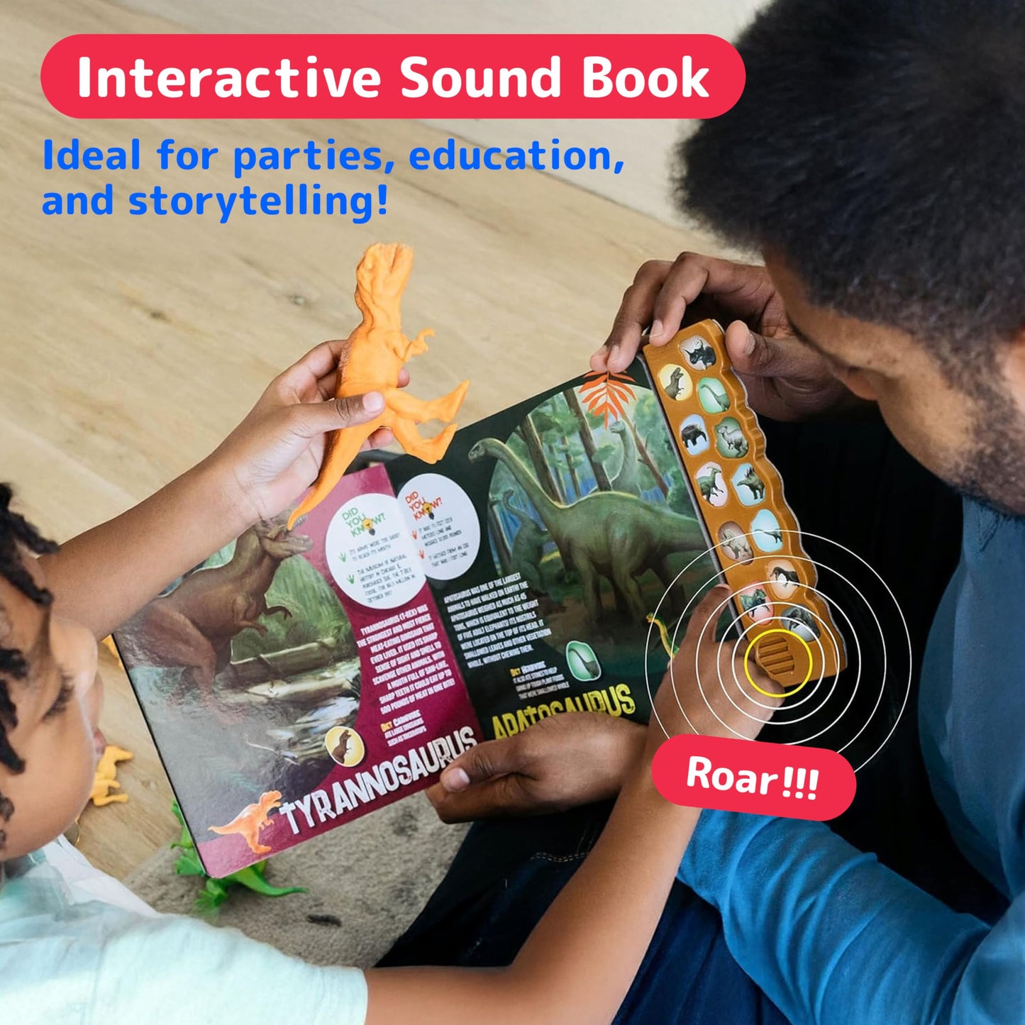 PREXTEX Dinosaur Toys for Kids 3-5 – 12 Realistic Dinosaur Figures with Sound + Dino Book for Learning & Play