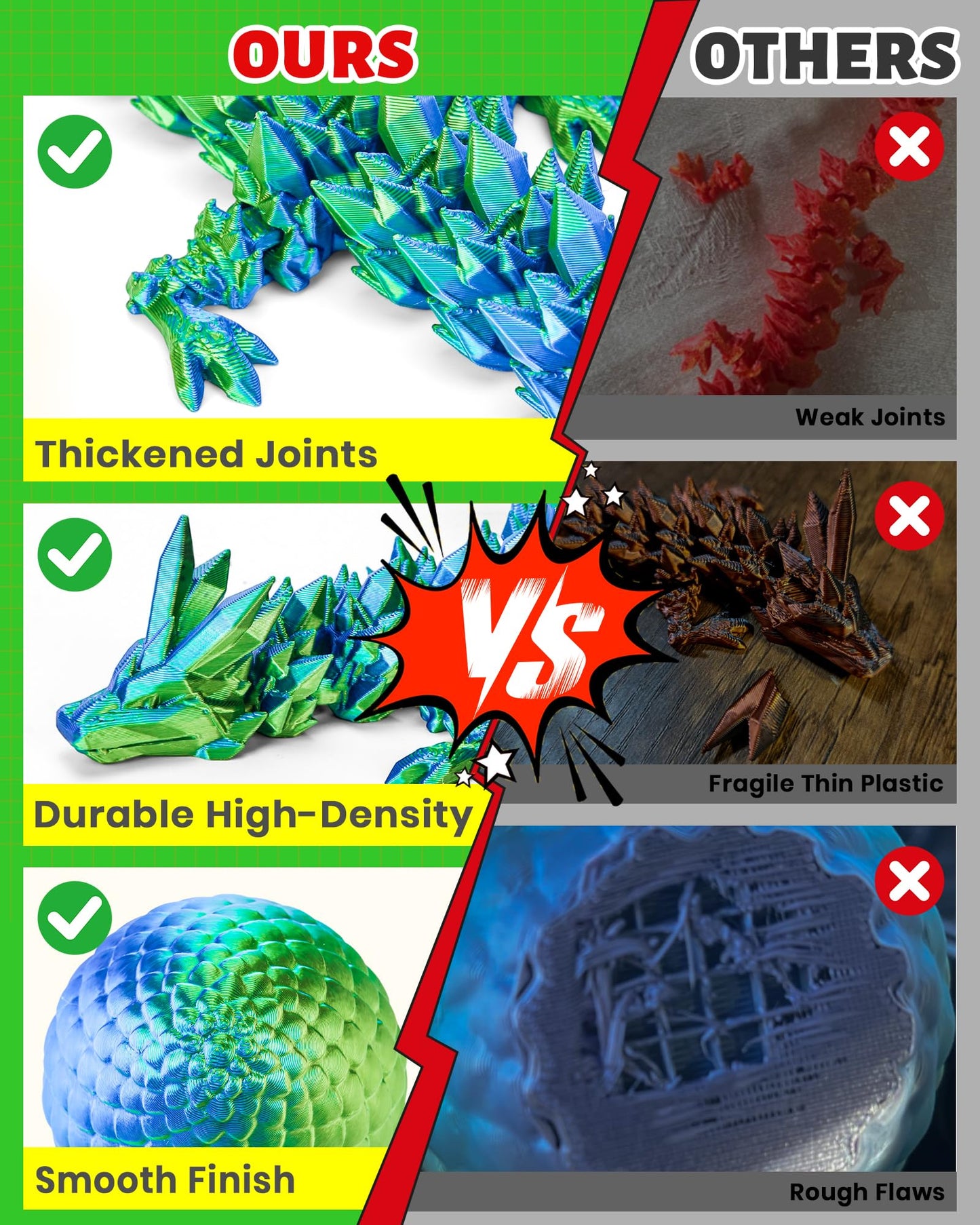 TBOLINE 12" 3D Printed Dragon Egg Toy – Articulated Crystal Dinosaur & Dragon Figure, Fidget & Collectible for Kids Ages 4-12