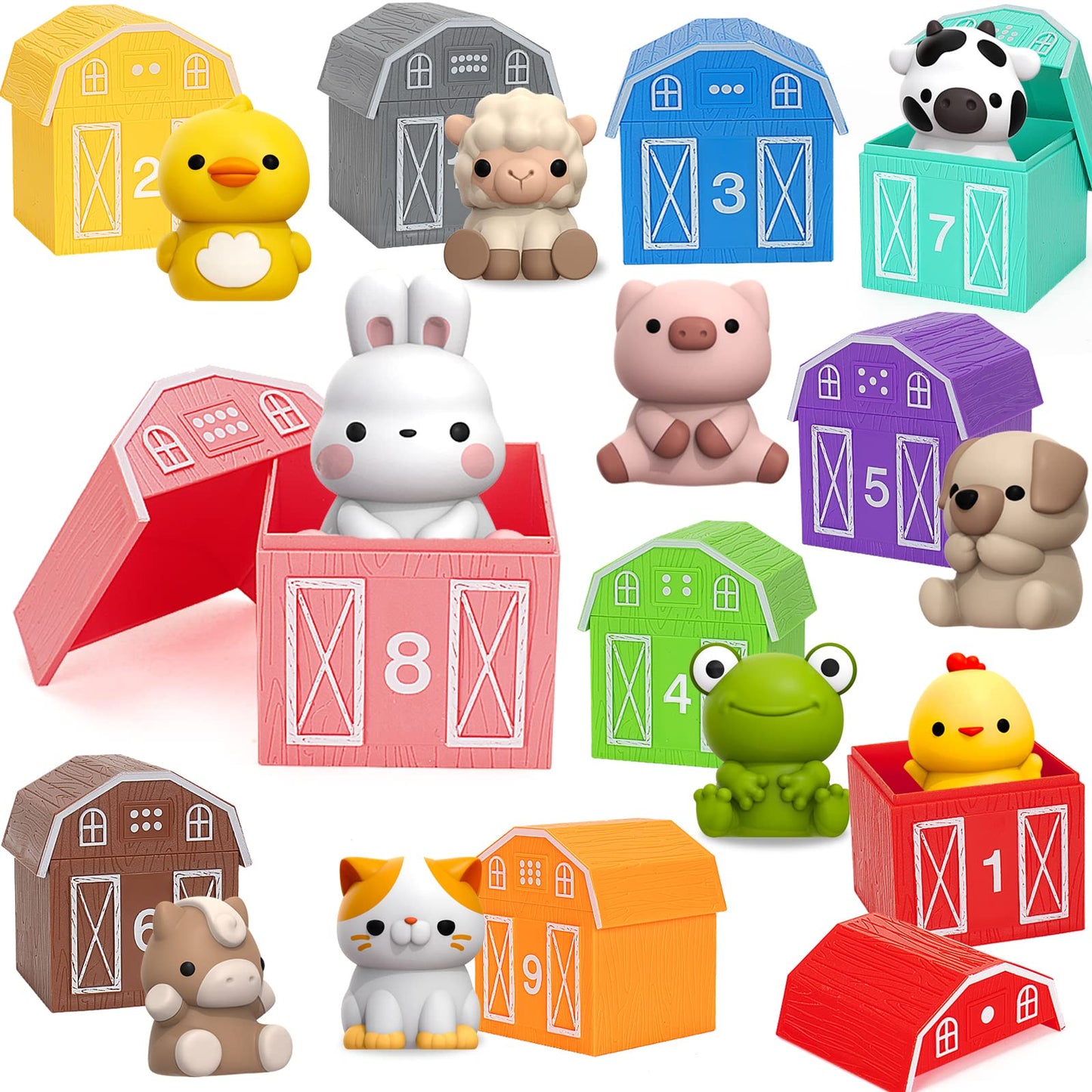 20Pc Farm Animal Learning Toys for Toddlers 1-3 Years – Montessori Counting, Sorting & Matching Games, Gift for Boys & Girls 12-18 Months
