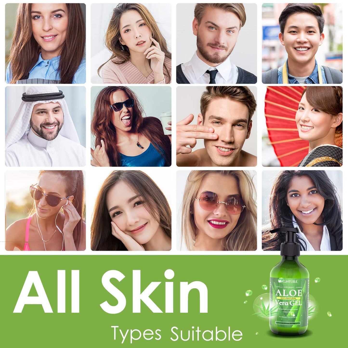 BIGHTURE 100% Aloe Vera Gel from Fresh Aloe Leaves – Soothing, Firming, After Shave & Sunburn Relief Skincare