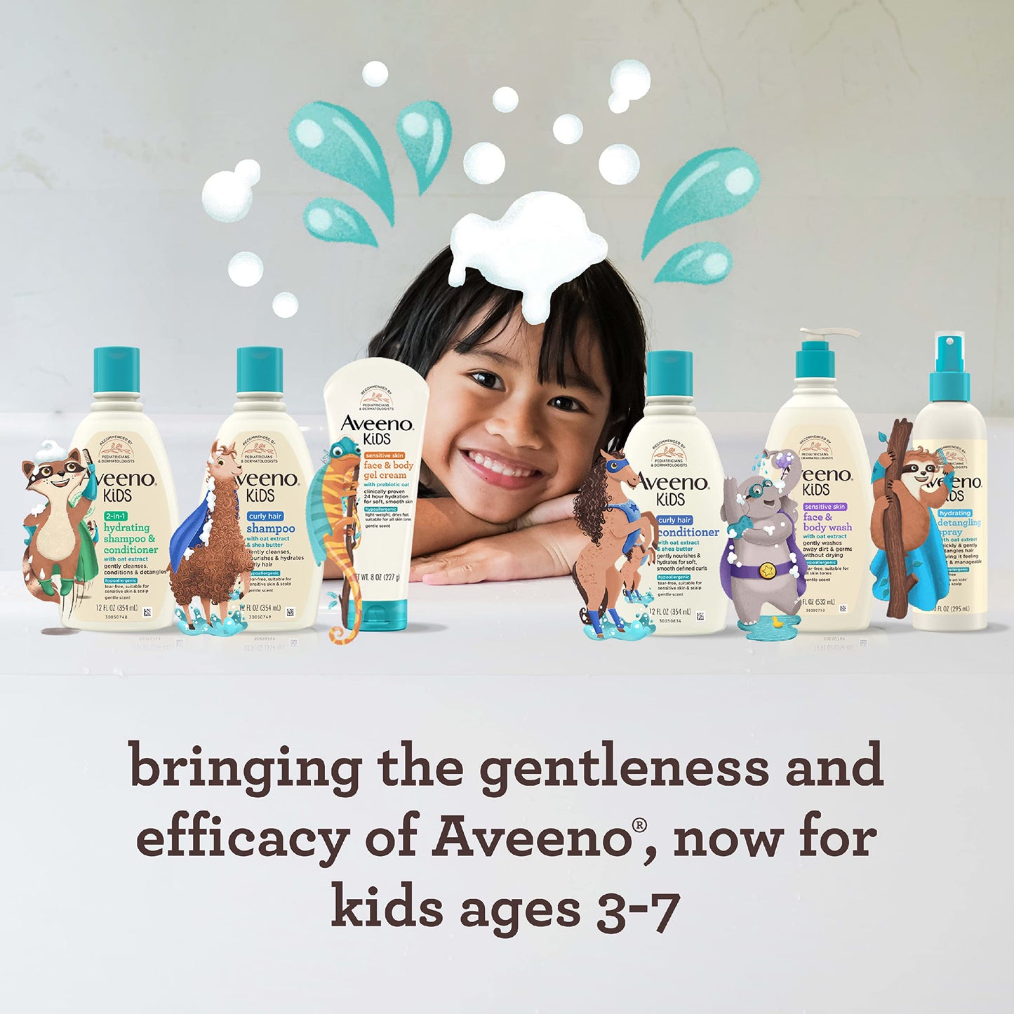 Aveeno Kids 2-in-1 Hydrating Shampoo & Conditioner with Oat Extract, Gently Cleanses, Detangles & Moisturizes, For Sensitive Scalp, 12 fl oz