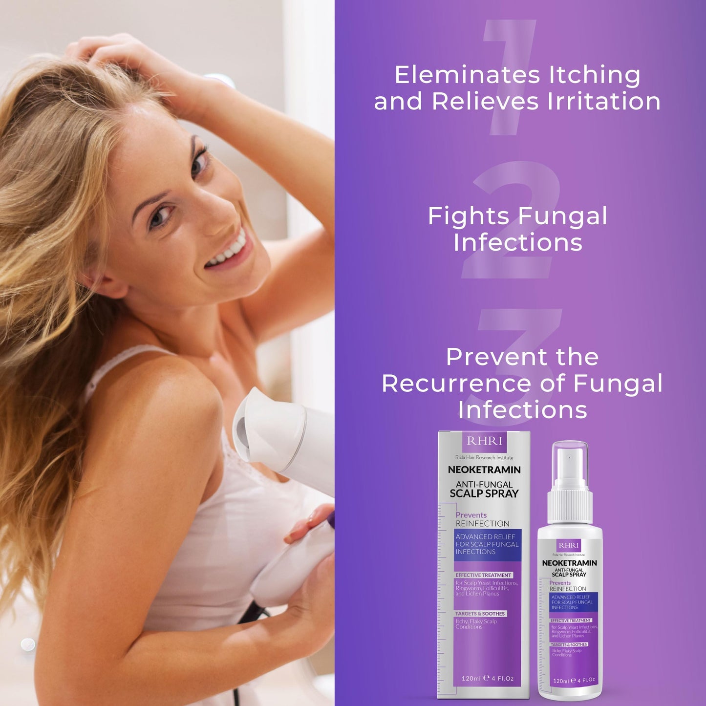 Neoketramin Anti-Fungal Scalp Spray | Dandruff, Psoriasis & Folliculitis Treatment | Relieves Itchy, Dry, Irritated Scalp, Ringworm & Yeast Infections