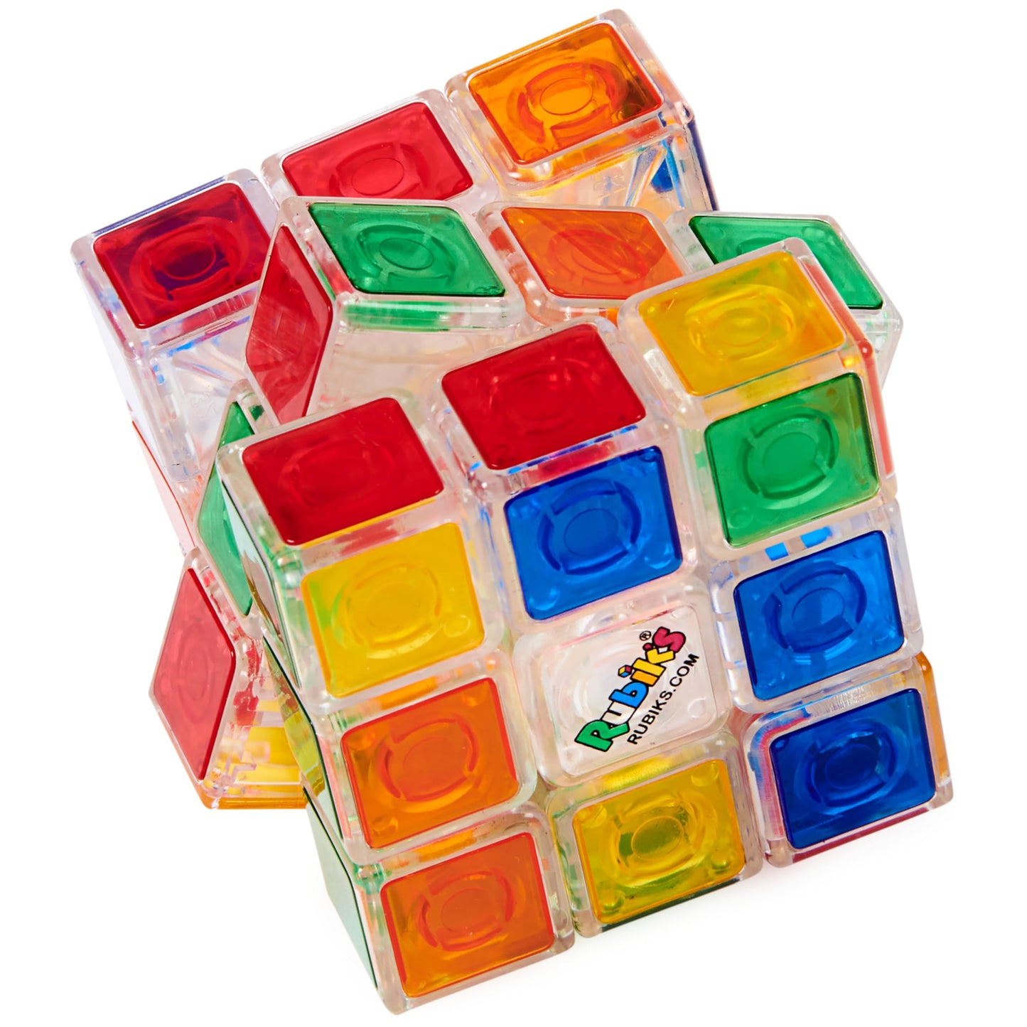Rubik’s Crystal Cube 3x3 Transparent Puzzle – Color-Matching Brain Teaser, Twisting Fidget Toy & Sensory Game for Kids, Teens & Adults 8+