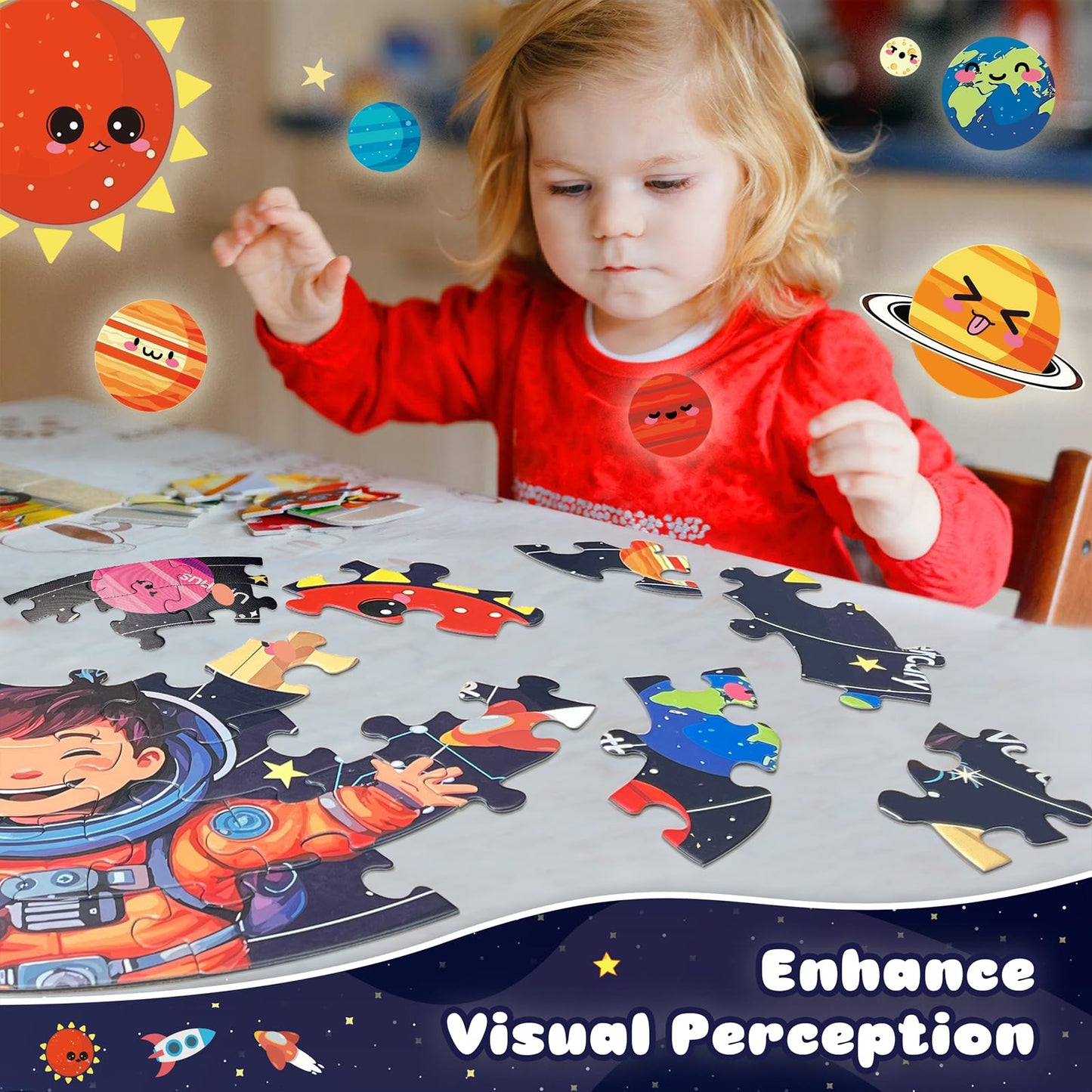 TALGIC Solar System Floor Puzzle for Kids, 70-Piece Round Jigsaw, Educational Toy for Ages 3-8, Gift for Boys & Girls
