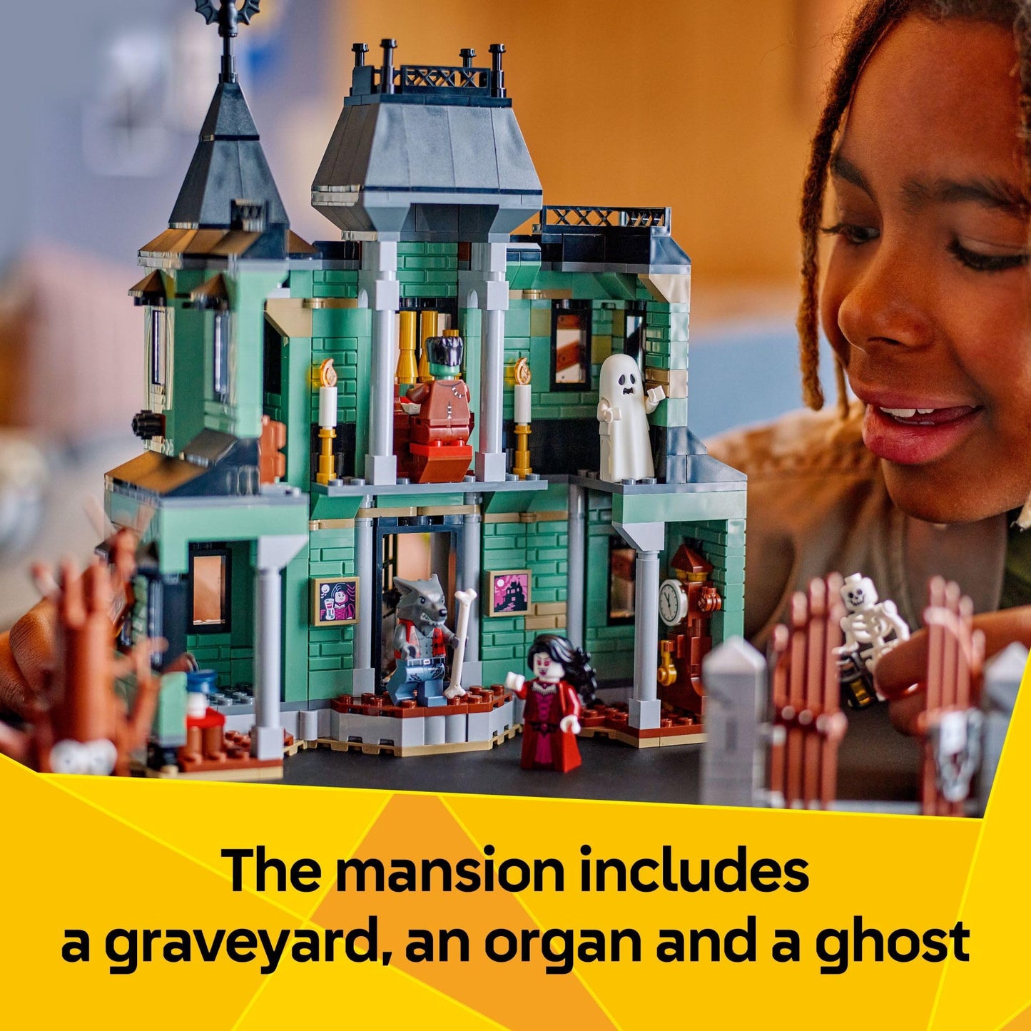 LEGO Creator 3-in-1 Haunted Mansion Building Set for Kids, Ages 9+ – Build Haunted House, Train, or Ship, Halloween Gift, 31167