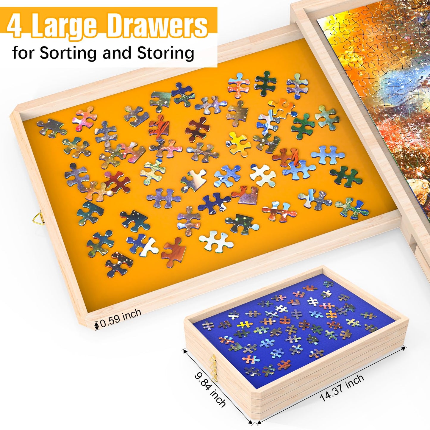 Wooden Peg Puzzle – Sea Creature Chunky Baby Puzzle with 11 Colorful Pieces, Shape & Animal Knob Board for Educational Toddlers 18+ Months