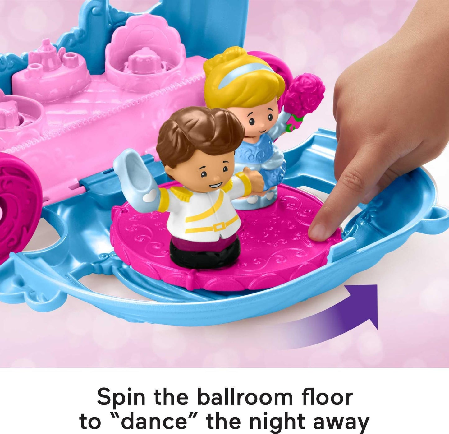 Fisher-Price Little People Toddler Toy Disney Princess Cinderella’s Dancing Carriage Playset with Figures for Pretend Play Ages 18+ Months