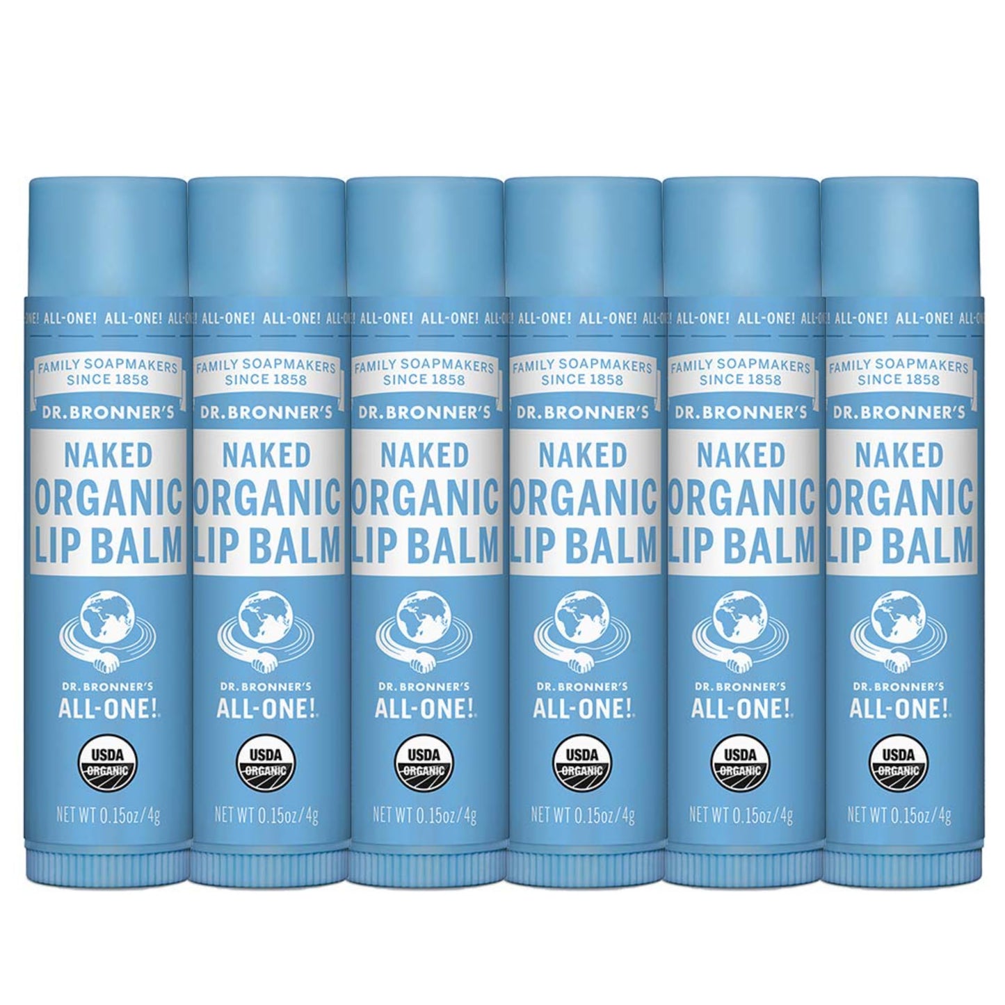 Dr. Bronner’s Organic Lip Balm 6-Pack – Unscented, Natural, Moisturizing, Petroleum-Free with Beeswax & Avocado Oil for Dry Lips