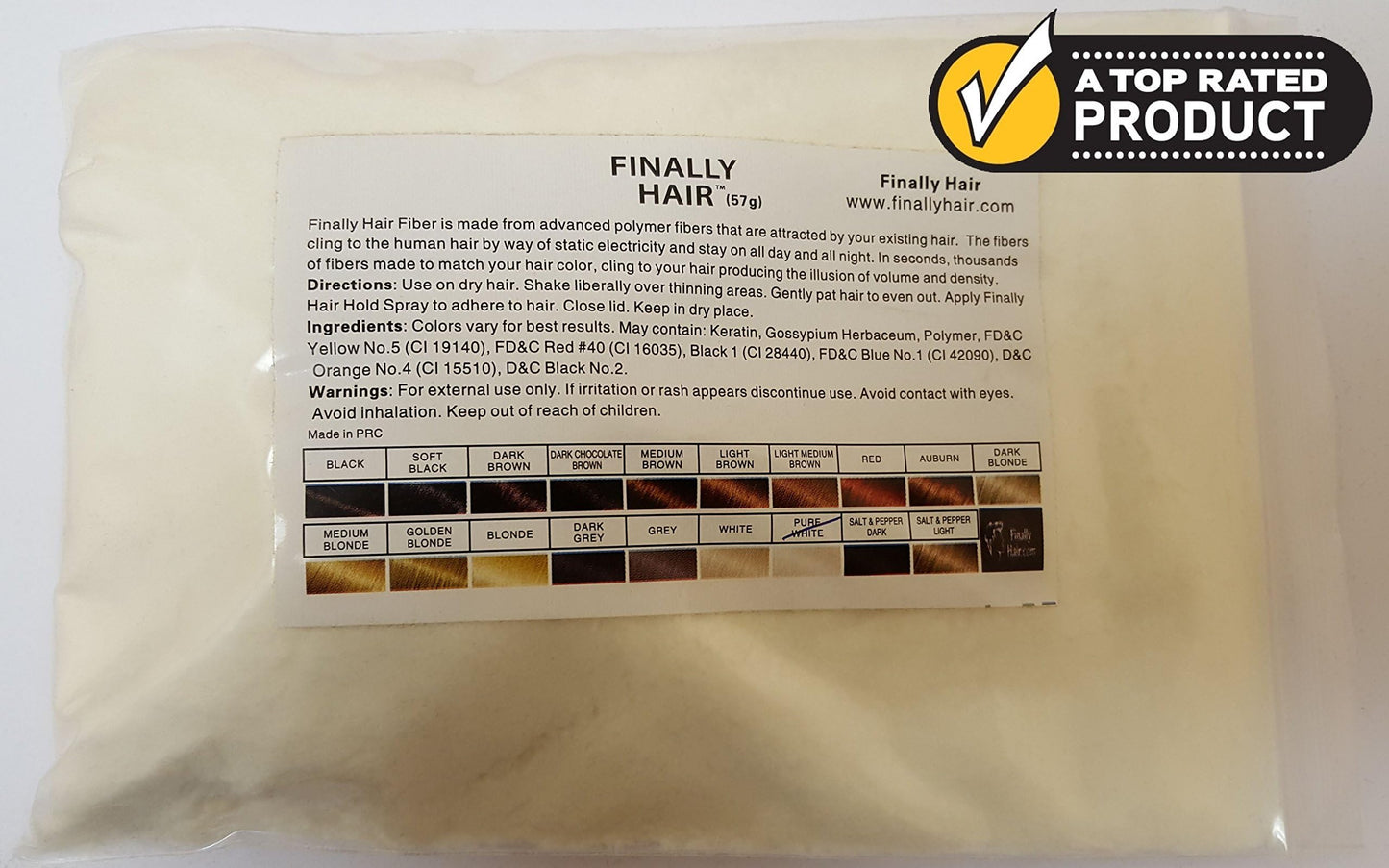 Hair Building Fibers - White Refill Pack (50g) for Grey Root Concealment and Thinning Hair Coverage by Finally Hair