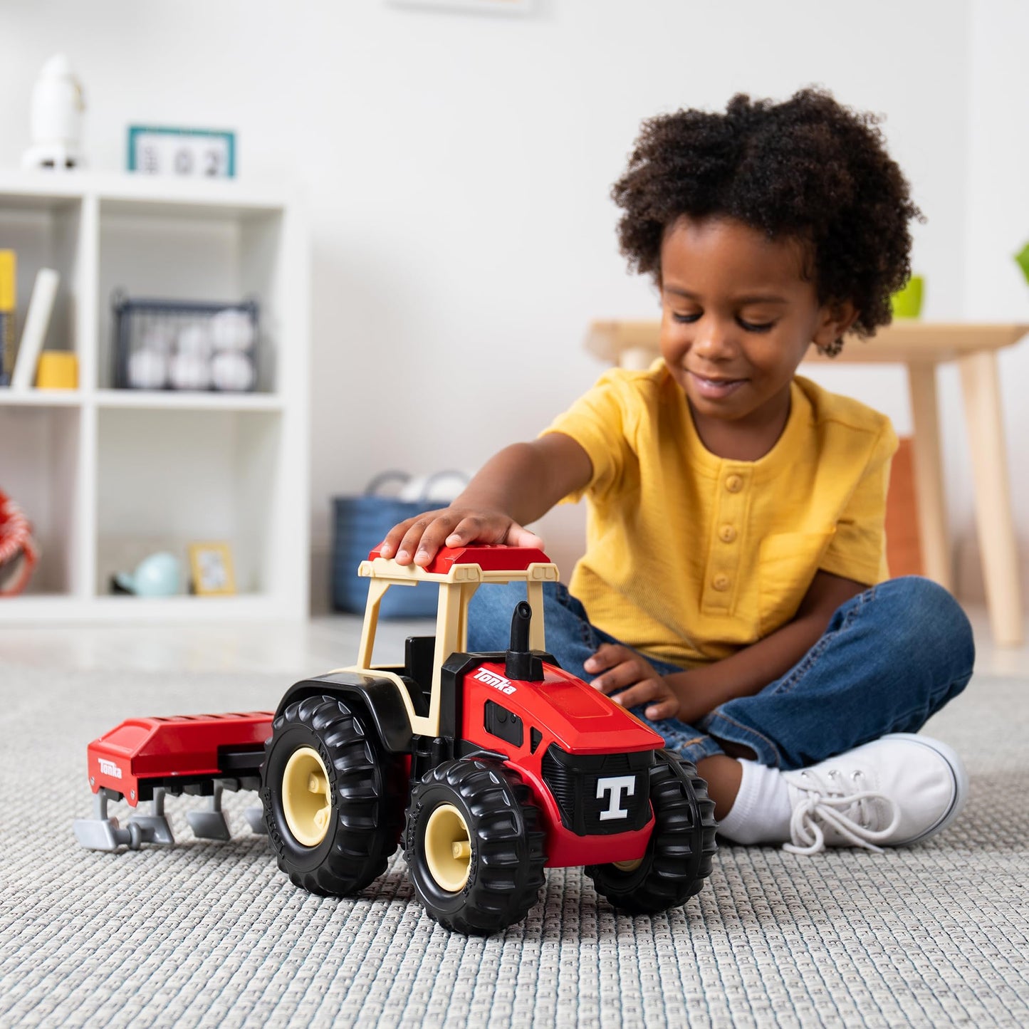 Tonka Steel Classics Farm Tractor & Plow – Red Steel & Plastic Toy Truck for Toddlers 3+, Boys & Girls, Birthday & Holiday Gift