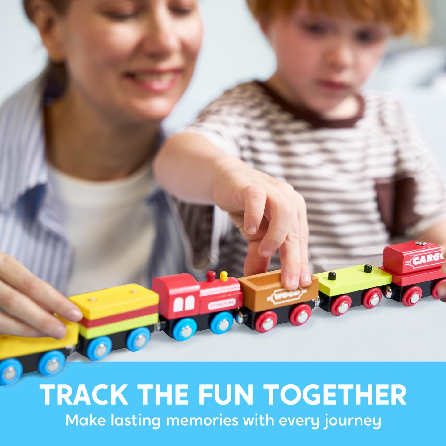 Montessori Wooden Magnetic Train Set for Kids, 12PCS Cars with Storage Box, STEM Educational Toy for Boys & Girls Ages 2-8, Gift Idea