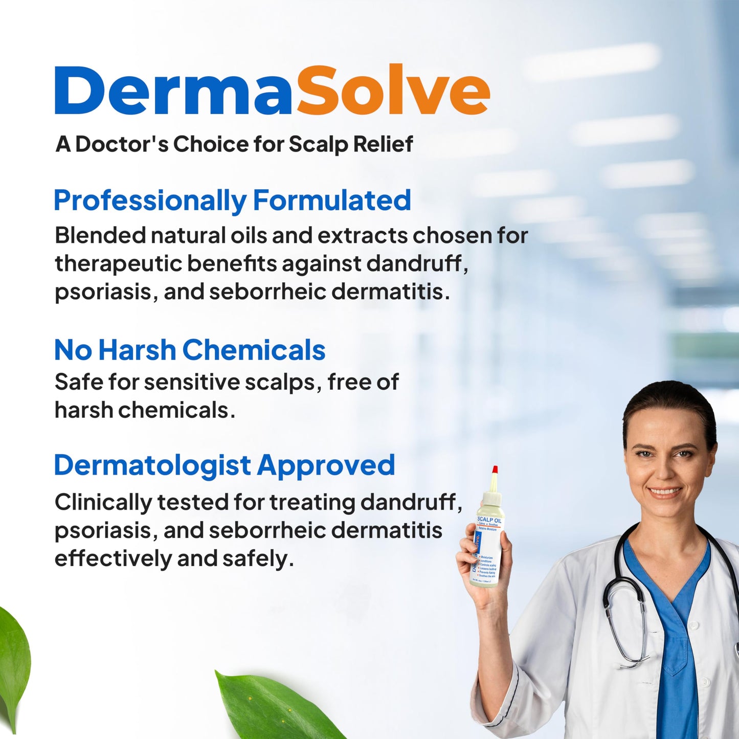 Dermasolve Scalp Oil 4 oz – Psoriasis, Seborrheic Dermatitis & Dandruff Relief – Dermatologist Approved, Itch-Free, Flake Control Formula