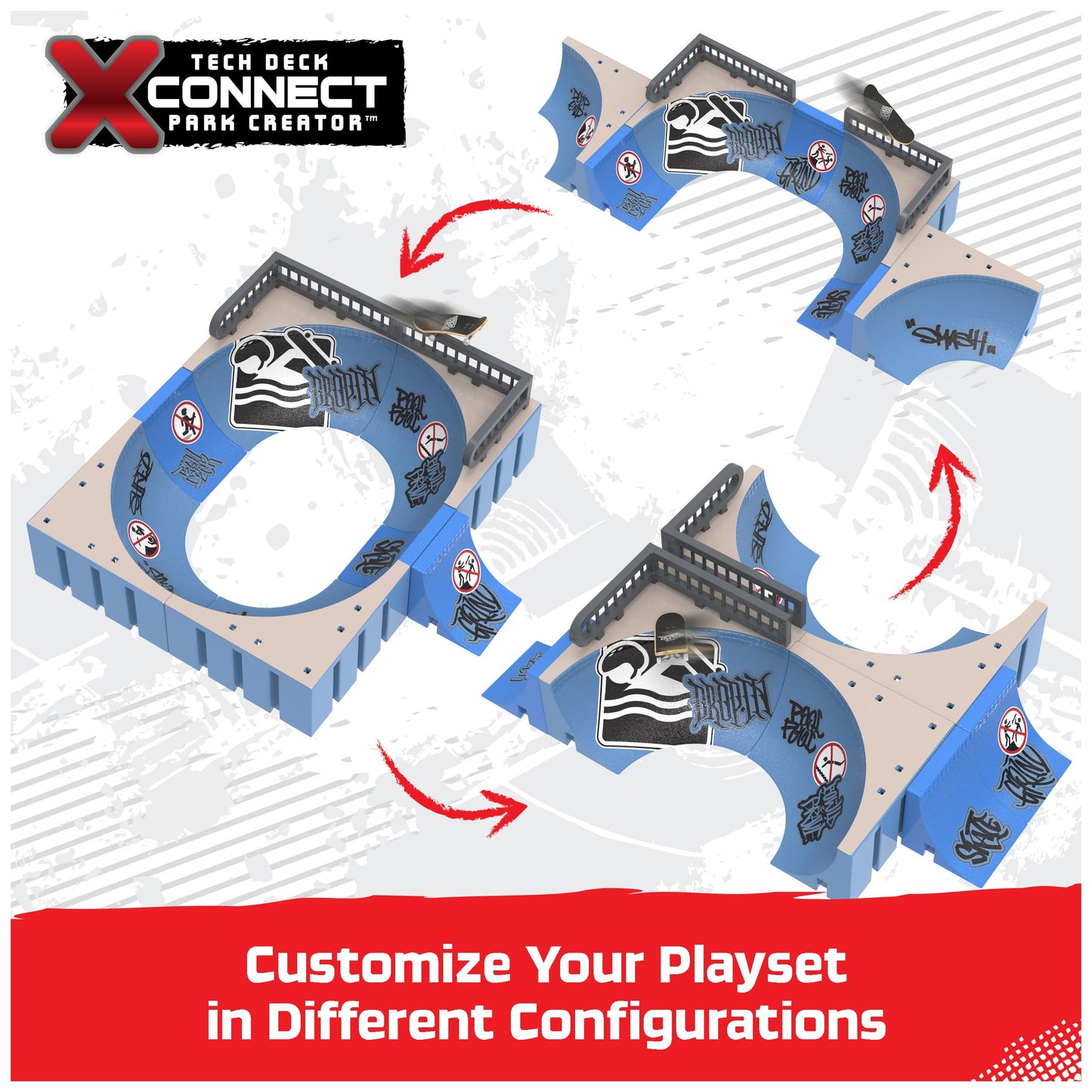 Tech Deck, Daewon Mega Bowl, X-Connect Park Creator, Customizable and Buildable Ramp Set with Exclusive Fingerboard, Kids Toy for Ages 6 and up