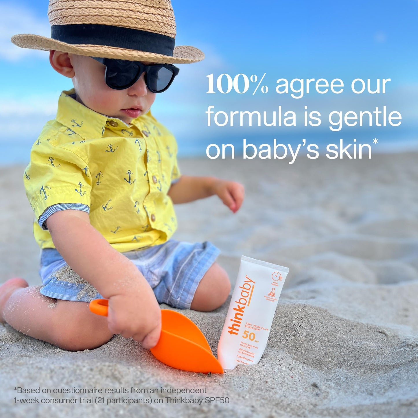 Thinkbaby SPF 50+ Baby Sunscreen, 3oz – Safe, Natural Mineral, Water Resistant Broad Spectrum UVA/UVB Protection, Vegan for Kids