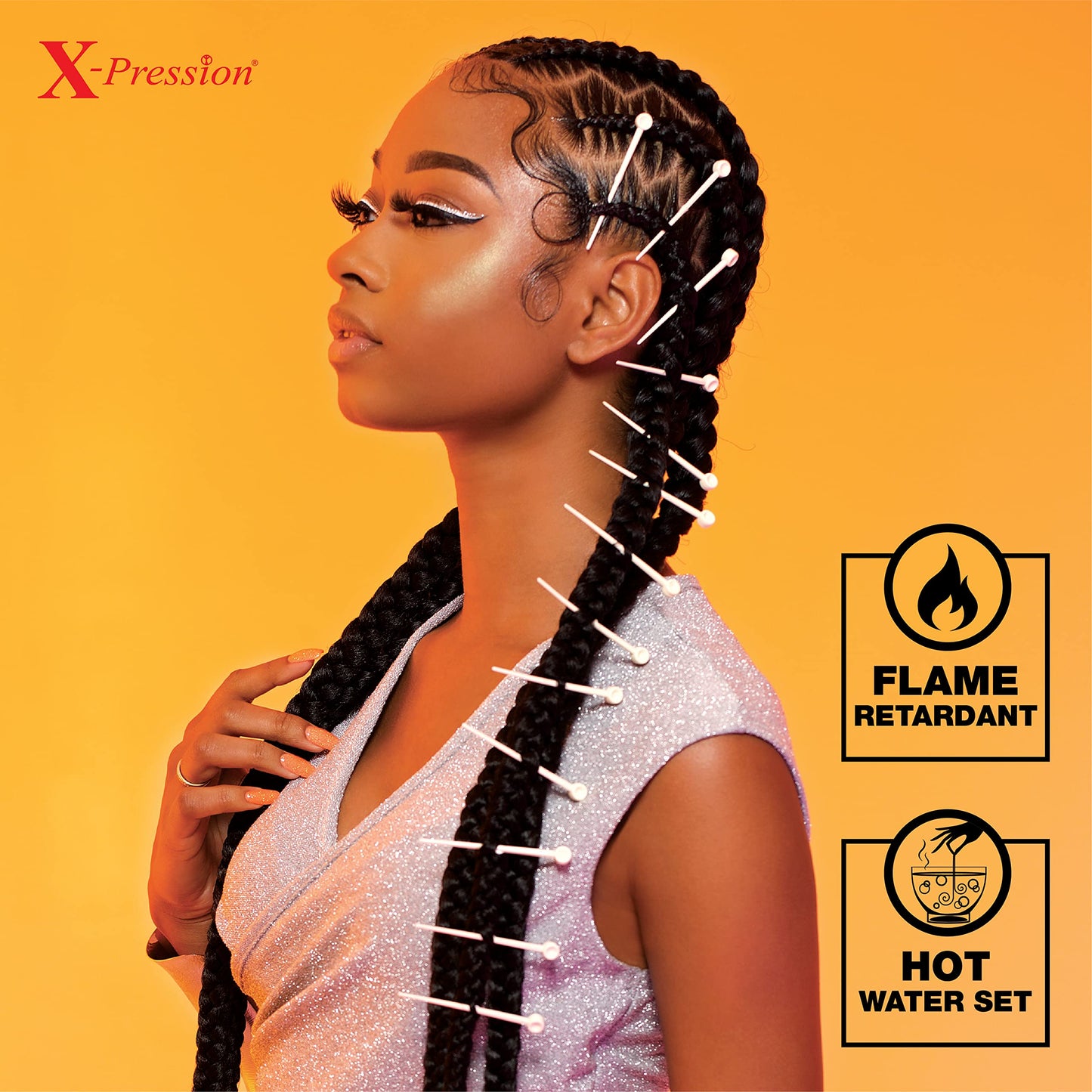Sensationnel X-Pression 6X Pre-Stretched Braiding Hair 58" – Kanekalon Flame Retardant Synthetic Hair for Box Braids & Twists (1B Off Black)