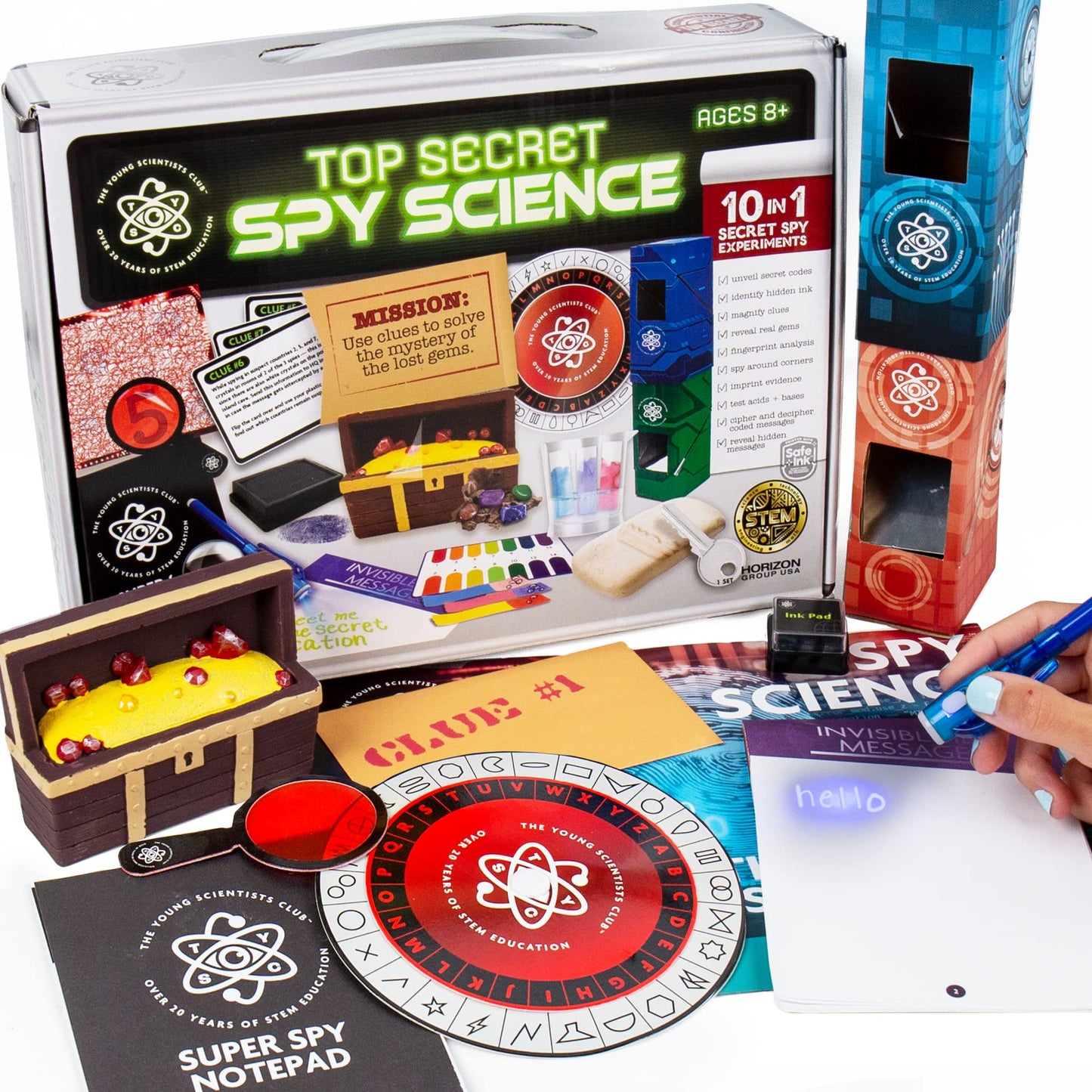 The Young Scientists Club Spy Science Kit – Detective & Crime-Solver Set for Kids, Spy Parties, Science Toy Gift, Ages 8-10
