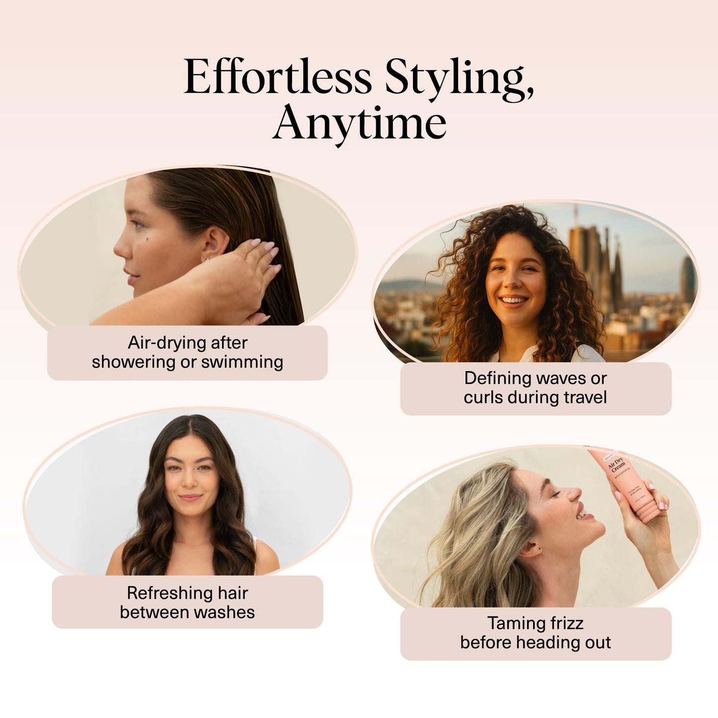 Kitsch Smoothing Air Dry Cream – Frizz Control Styling Cream with Castor & Coconut Oil – Enhances Natural Texture, 24-Hour Smooth Finish, 5 oz