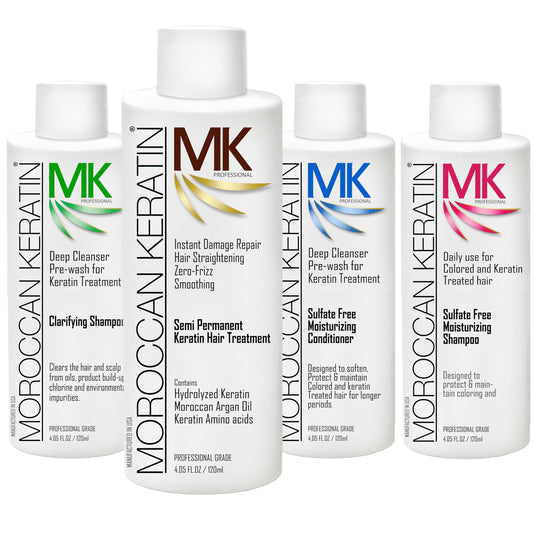 Moroccan Keratin Hair Treatment 4pc Set | Professional Brazilian Blowout & Smoothing System | Long-Lasting 4–6 Month Results | Salon & Home Use
