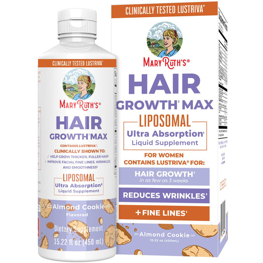 MaryRuth Organics Women’s Hair Growth MAX Liposomal | Lustriva®, Biotin 10000mcg & Pumpkin Seed Oil | Supports Thicker Hair, Skin & Fine Lines | 15.22 Fl Oz