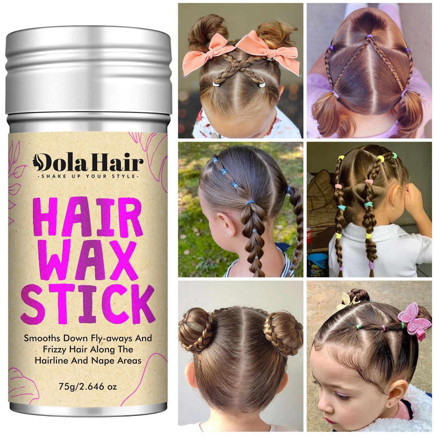 Dolahair Hair Wax Stick - Flyaway Control and Styling Pomade for Kids, Women, and Men - Hair Bun Maker and Accessorie (1 Pack of Wax)