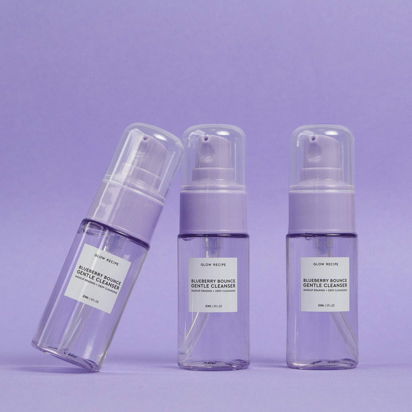 Glow Recipe Blueberry Bounce Travel Face Wash - Foaming Cleanser, Makeup Remover & Mask with Hyaluronic Acid & Gentle AHA, 30ml