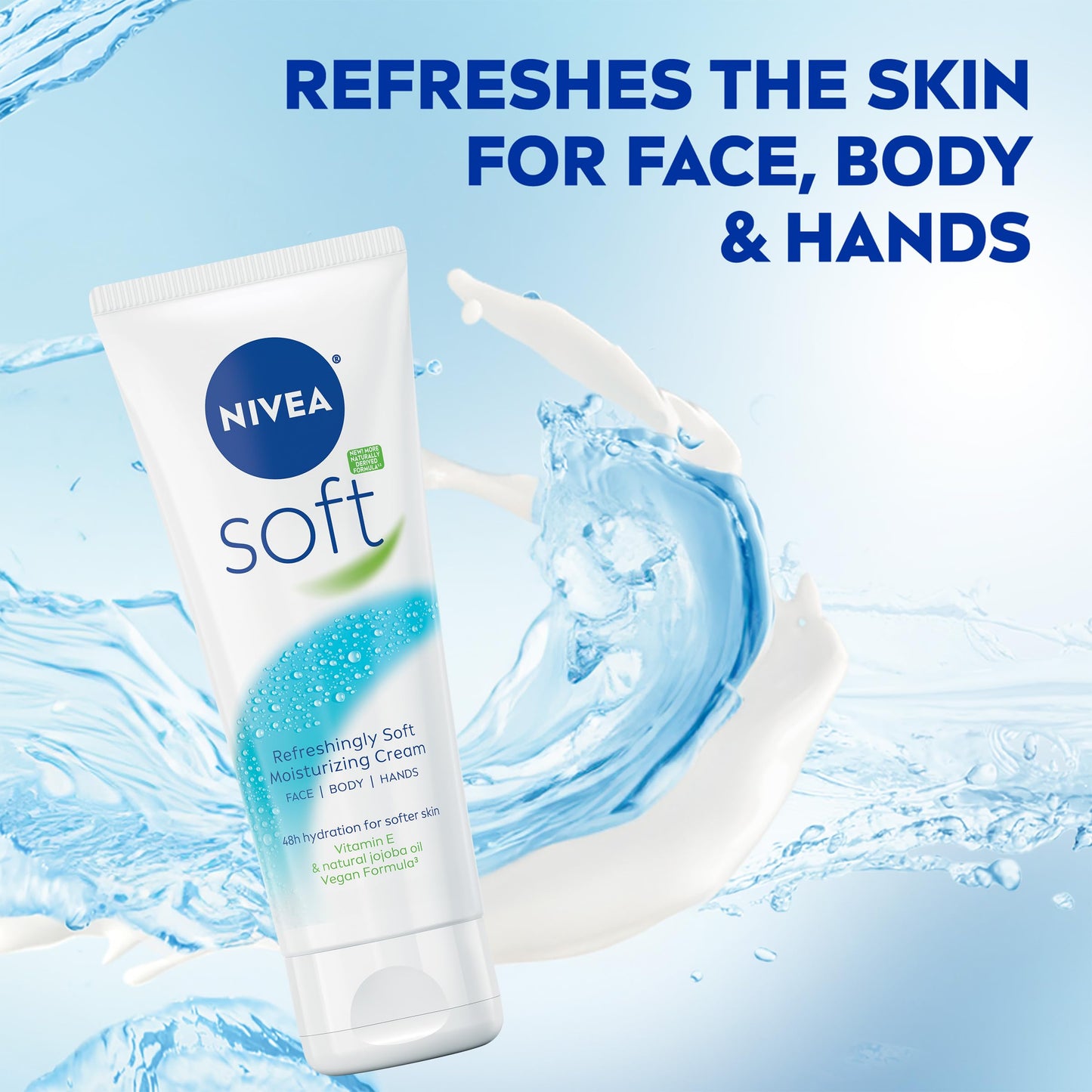 NIVEA Soft Moisturizing Cream 2.6oz, Lightweight Face, Body & Hand Cream with Jojoba Oil & Vitamin E, Pack of 3