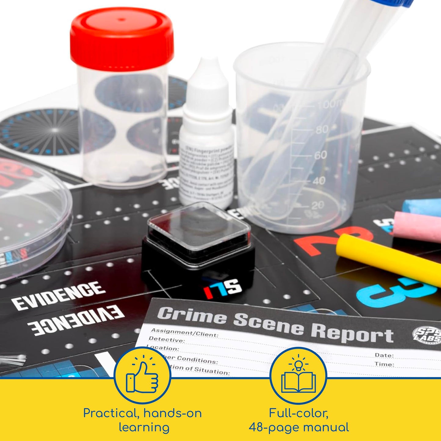 Spy Labs Master Detective Toolkit V2 - Forensic Science Kit for Kids | Collect & Analyze Evidence | Fingerprints, Footprints & Tire Tracks | 32-Page Storybook