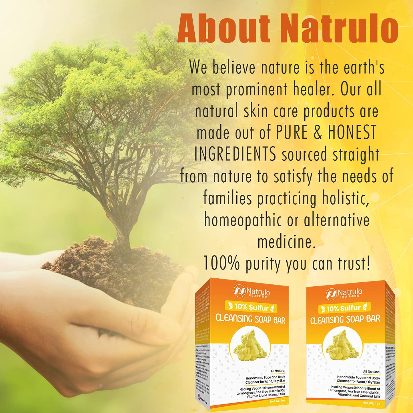 10% Sulfur Soap Bar for Face & Body – Natural Acne & Oily Skin Cleanser with Tea Tree, Lemongrass, Vitamin E & Coconut Milk – USA Made