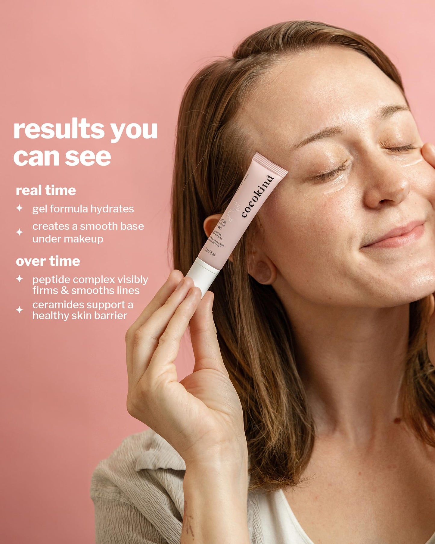 Cocokind Peptide Eye Gel - Lightweight Hydrating Treatment for Fine Lines & Wrinkles, Sensitive Skin Friendly, Vegan, Cruelty-Free, 0.5oz