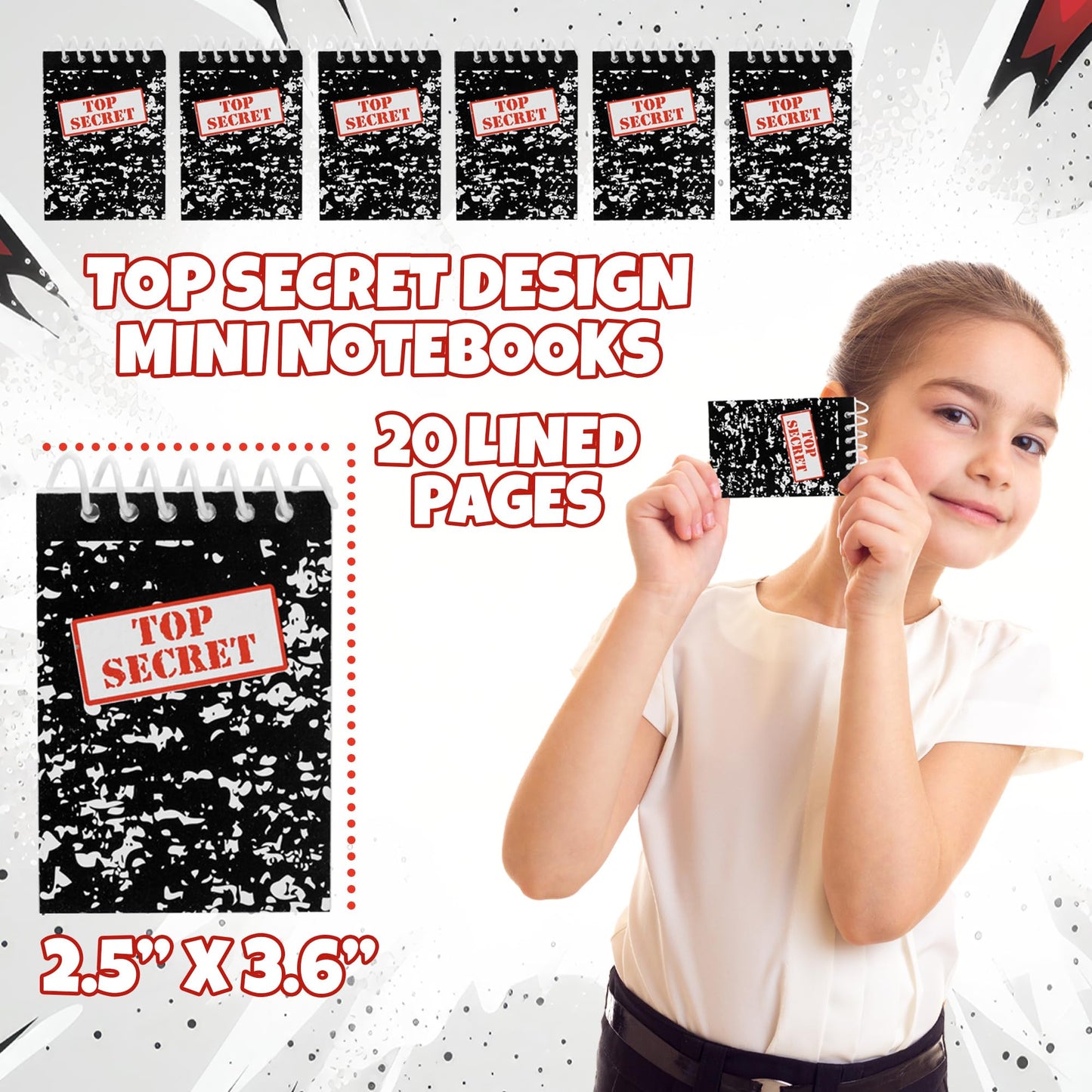 Bedwina Mini Notebooks for Kids Party Favors – Pack of 24 Spiral Notepads for Spy, Detective, or Murder Mystery Themed Parties