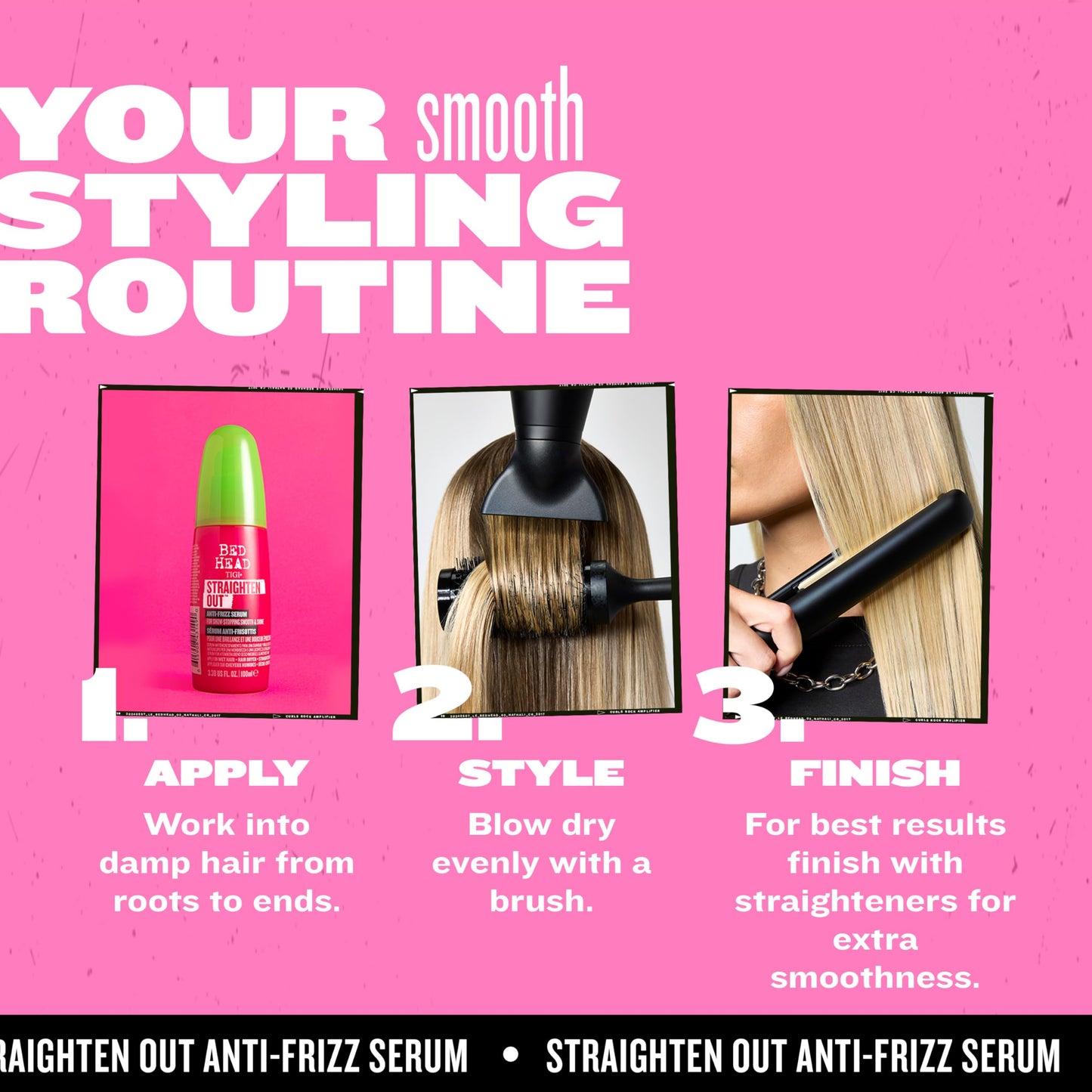 TIGI Bed Head Straighten Out Anti Frizz Serum for Smooth Shiny Hair 3.38 fl oz