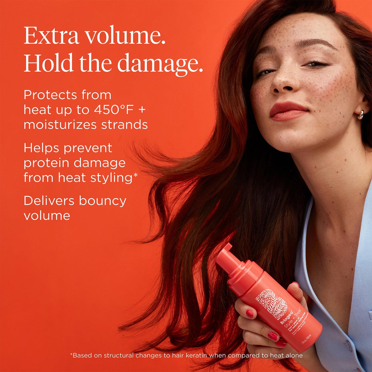 Briogeo Style + Treat Yuzu & Plum Oil Full Miracle Styling Foam – Frizz Control, Heat Protect, Volume & Texture for All Hair Types, 5 fl oz