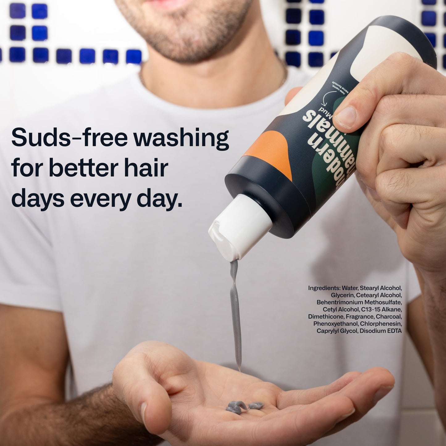 Modern Mammals Men's Hydrating 2-in-1 Cowash | Sulfate-Free, Lather-Free Cleanser | Boosts Volume, Non-Drying, Barber Recommended, 8oz