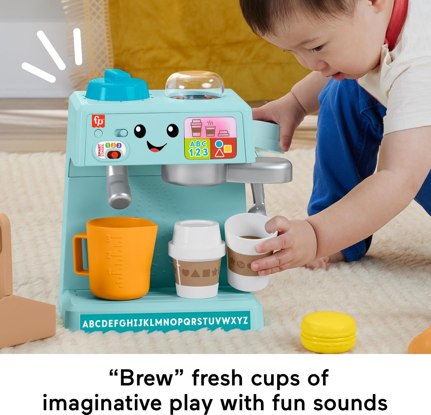 Fisher-Price Toddler Toy Laugh & Learn Coffee Café Musical Playset with Educational Songs & 10 Pretend Play Pieces for Kids Ages 18+ Months
