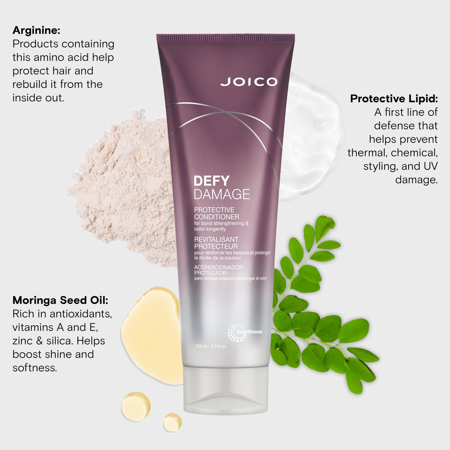 Joico Defy Damage Protective Conditioner | Strengthens & Protects Color-Treated Hair | With Moringa Seed Oil & Arginine | 8.5 Fl Oz