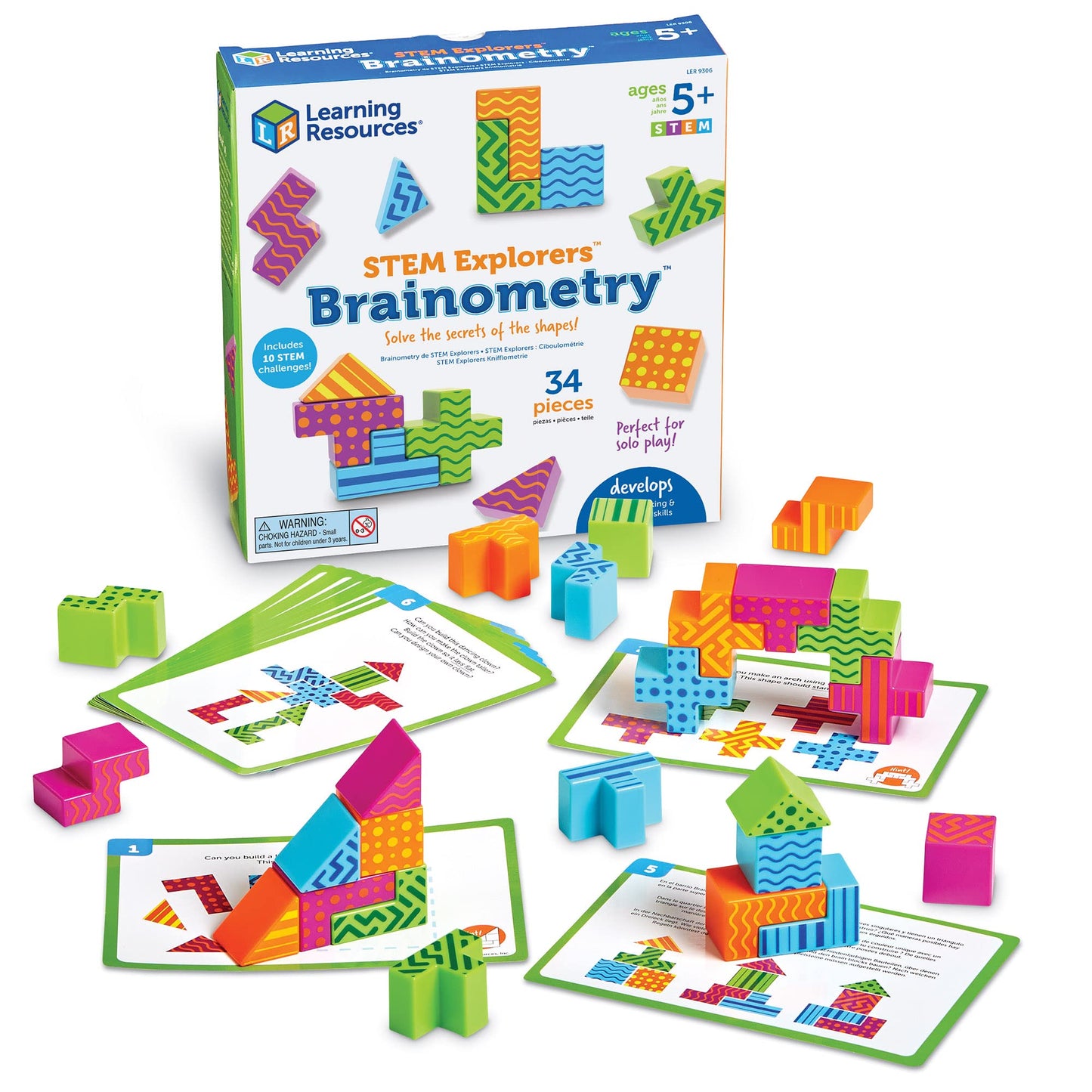 Learning Resources STEM Explorers Brainometry – 3D Puzzle Brain Game for Kids, Logic & Building Toy, Math Manipulative Gift for Boys & Girls