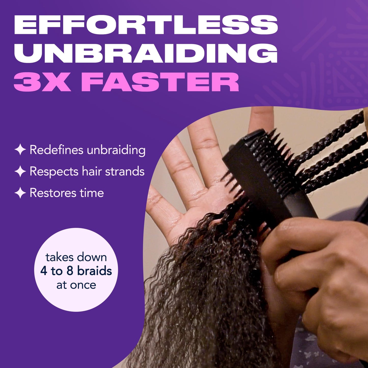 The UnBraider Detangler Brush for Braids – Easy Unbraiding Tool for Women, Prevents Tugging & Breakage, Works on All Hair Types, Black Onyx, 1 Ct