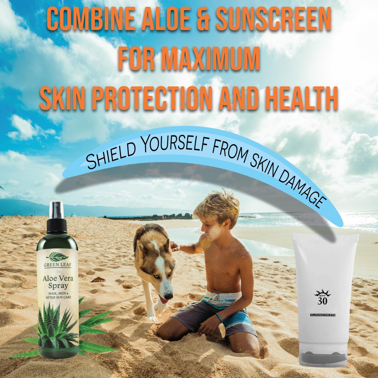 Green Leaf Naturals Aloe Vera Spray 99% Cold-Pressed with Vitamins C, E & A – Skin, Hair, Face Moisturizer & Sunburn Relief 8oz