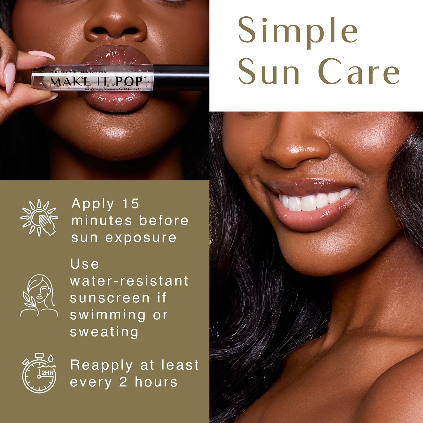 BlackGirlSunscreen BLACK GIRL SUNSCREEN - Make It Pop Sungloss - Revolutionary Sun Protection and Gloss in One - SPF 50 (Clear Skyes)