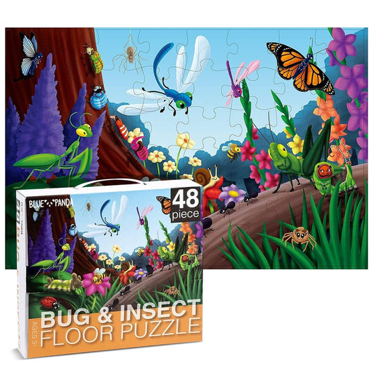 BLUE PANDA Preschool Giant Floor Activity Set – 48-Piece, 2x3 ft, Multicolor Bugs & Insects Theme, Skill-Building Learning Toy for Toddlers