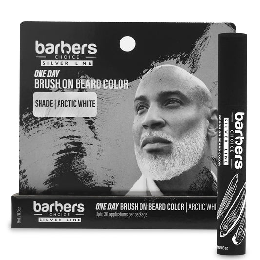 Barbers Choice Silver Line Facial Hair Color for Men – Brightens White Beards, Mustache & Sideburns, Reduces Yellow Tones, Easy Brush-On, Arctic White