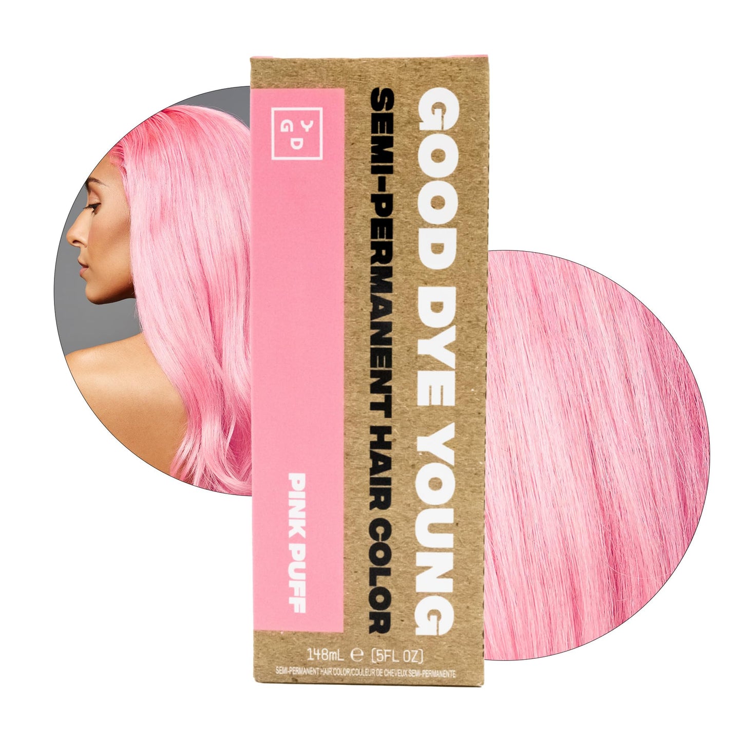 Good Dye Young Semi-Permanent Hair Color Pink Puff – Vibrant Pink Hair Dye, Vegan & Cruelty-Free, Non-Damaging, Lasts up to 24 Washes, 5 fl oz