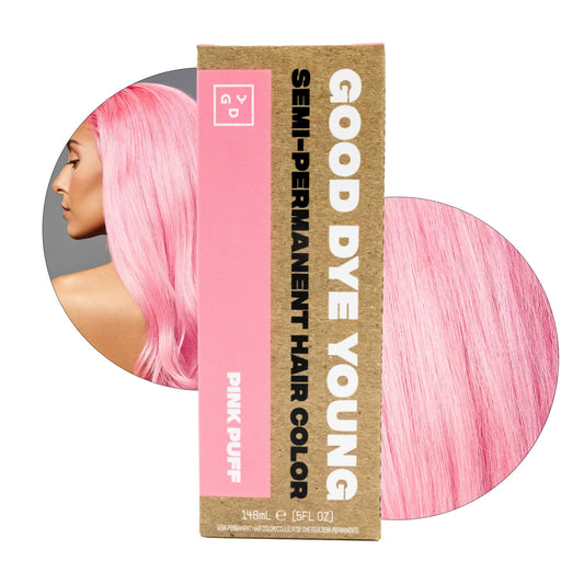 Good Dye Young Semi-Permanent Hair Color Pink Puff – Vibrant Pink Hair Dye, Vegan & Cruelty-Free, Non-Damaging, Lasts up to 24 Washes, 5 fl oz