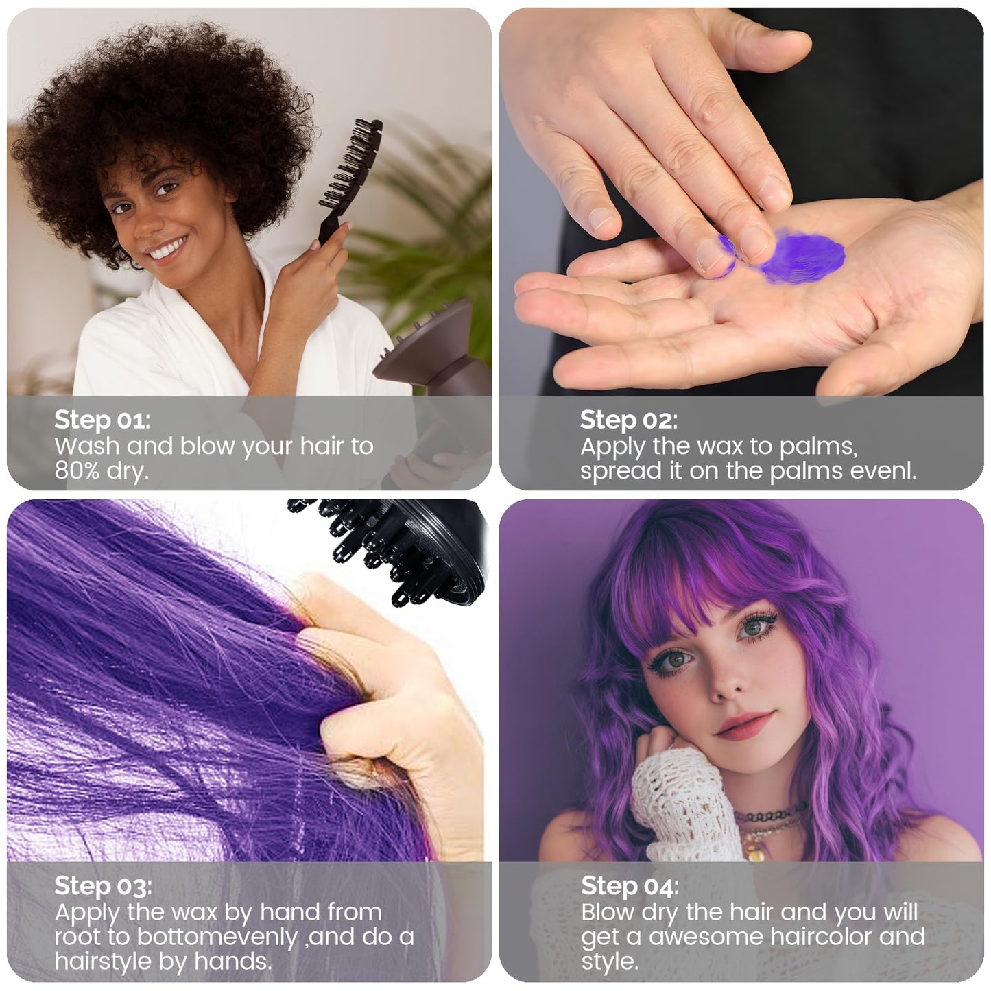 SOVONCARE Purple Hair Color Wax 4.23 oz – Temporary Washable Hair Dye for Men & Women | Strong Hold Styling Clay for Party, Cosplay & Daily Use